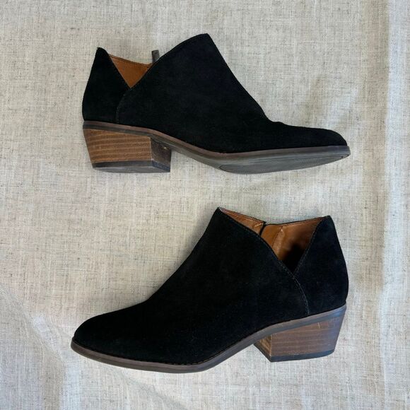 Lucky Brand Shoes - Lucky Brand Fenley Suede Black Ankle Boots Booties Slip On Women's Size 7